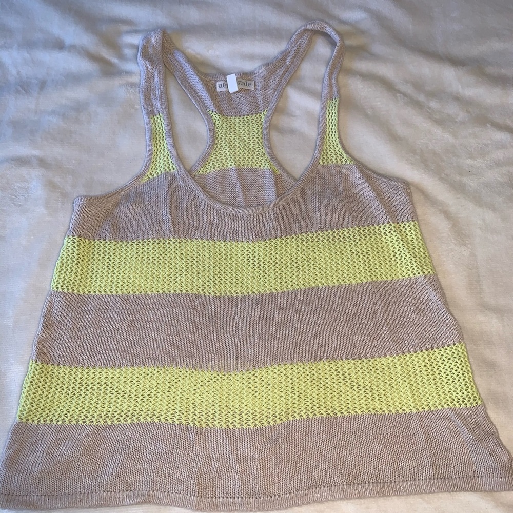Aeropostale bright yellow and tan knit tank